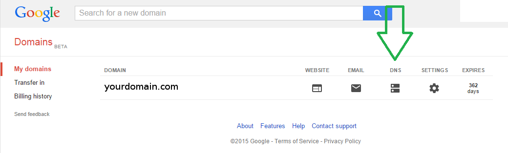 Google Domains Domain Listing Page