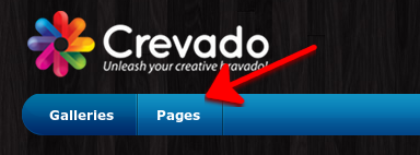 click pages section of Crevado admin